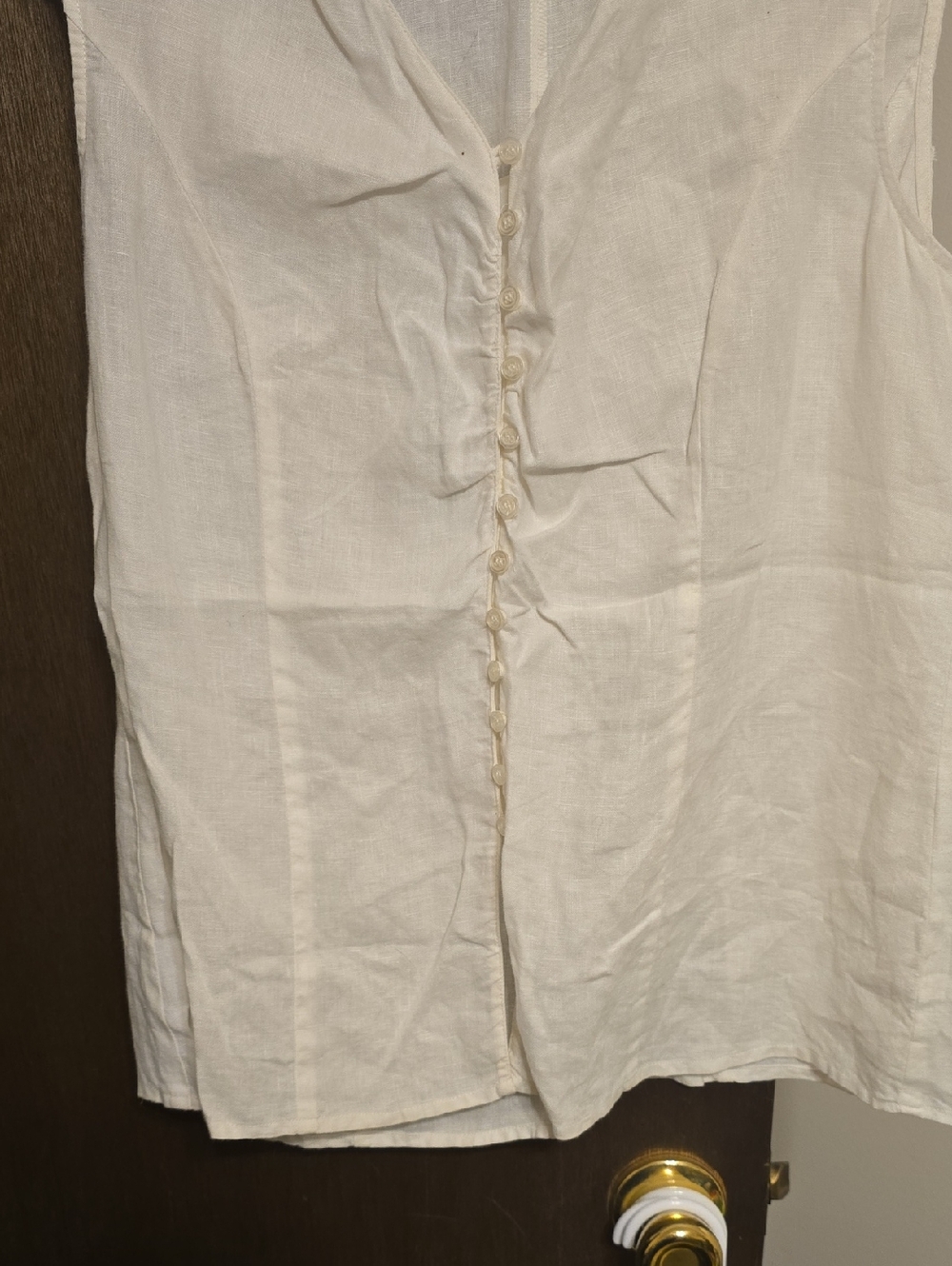 For The Republic Cream Linen Button-Front Top - Picture 3 of 4